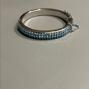 Kirk’s Folly Elegant Silver Tone and Blue Crystal Bracelet-EUC